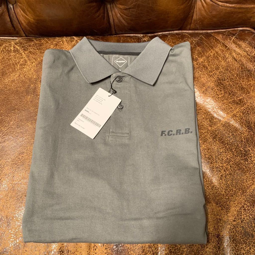 F.C.Real Bristol BIG LOGO WIDE POLO Lサイズ　グレー_画像3