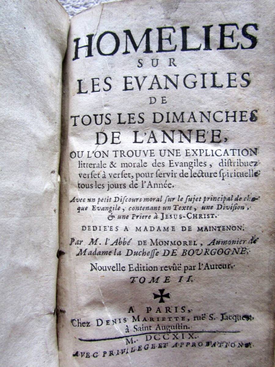 18世紀総革洋古書2冊/Abb De Monmorel 講話集②③ 1719年　_画像4