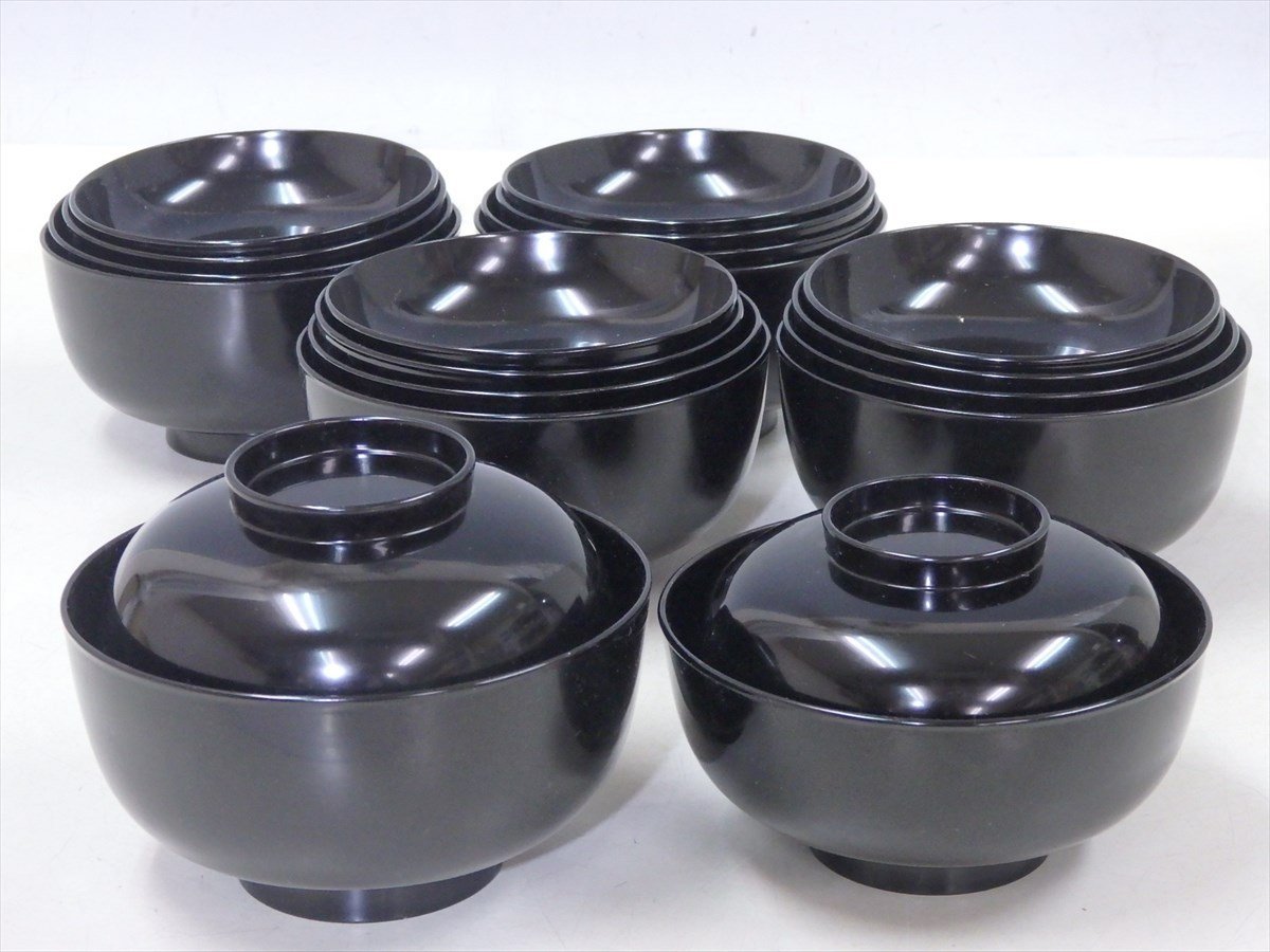 大特価!!】【大特価!!】未使用 懐石道具 木製 黑塗 四つ椀 小丸椀 5組