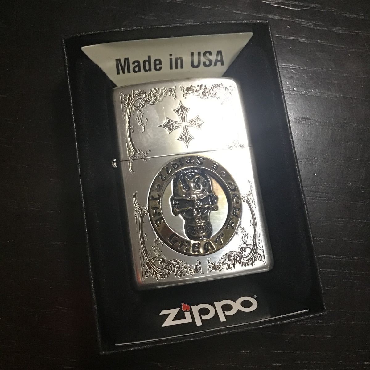 THE GREAT FROG スカル ZIPPO made in USA ☆ グレートフロッグ ジッポ ジッポー SKULL ドクロ クロス_画像1