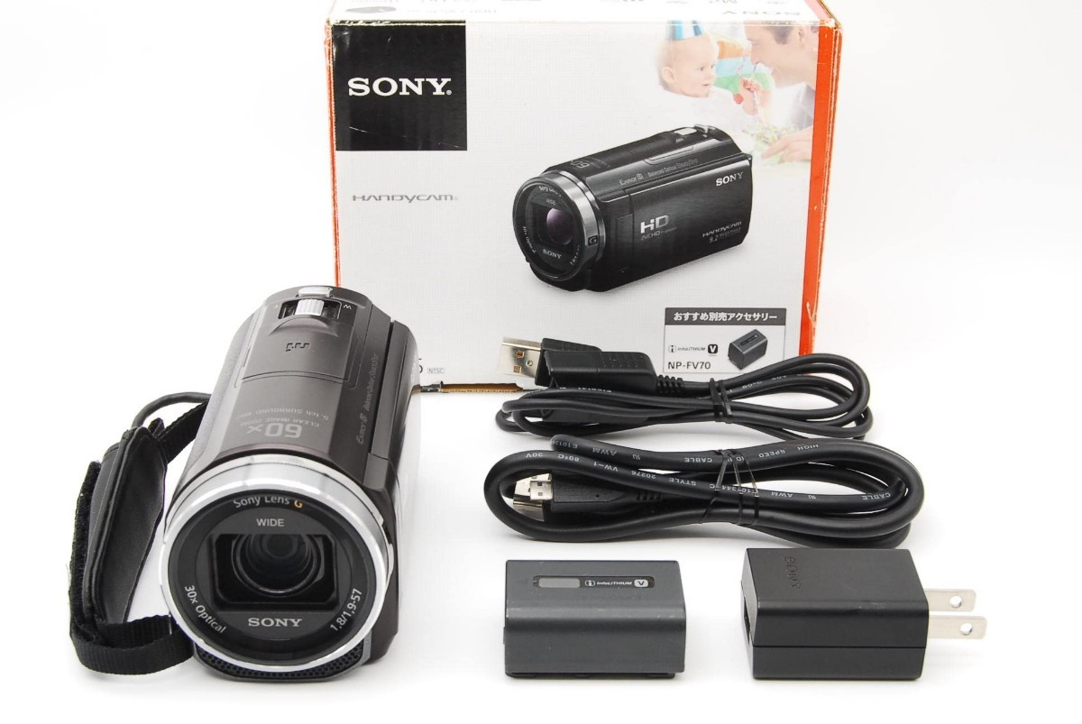 美品】SONY ソニー ビデオカメラ Handycam CX535 内蔵メモリ32GB ボルドーブラウン HDR-CX535/T 管:2288 