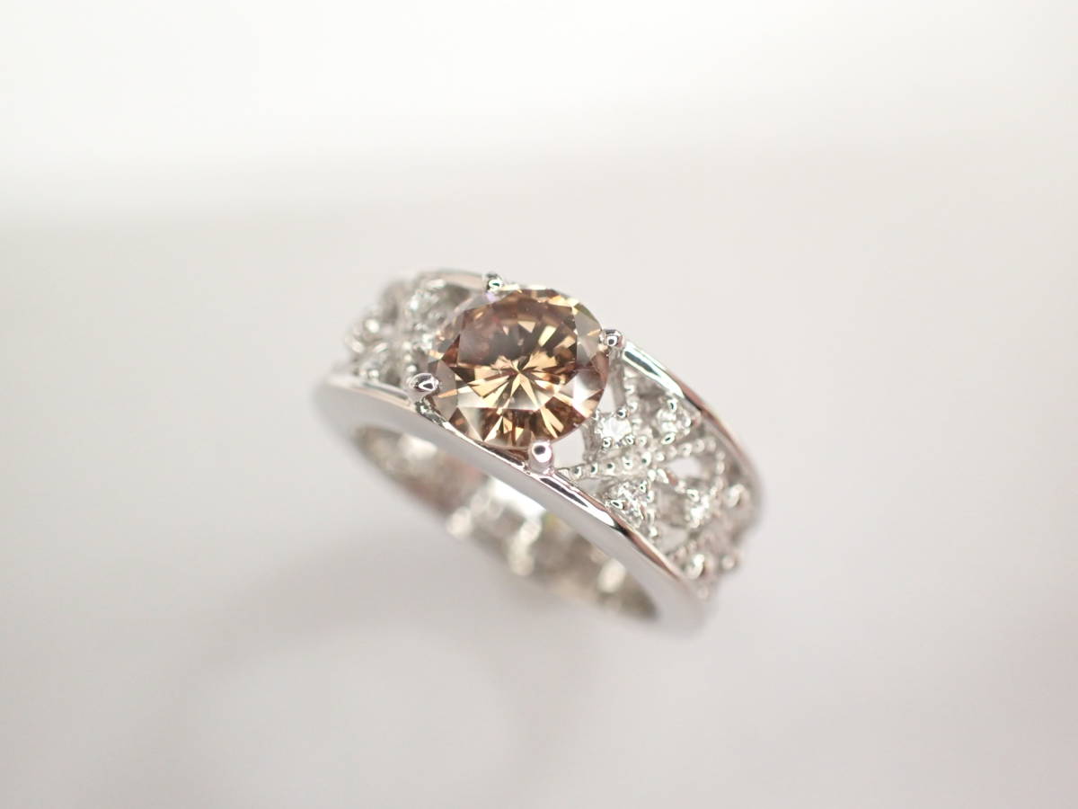 海外輸入】 BROWN－I1) DARK 大粒！ブラウンダイヤ1.014ct(FANCY