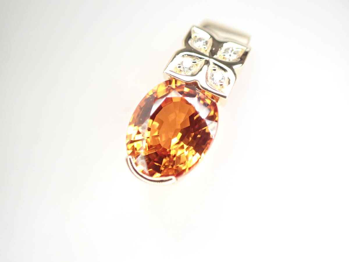 美品 タサキ 田崎真珠 K18 スペサルティンガーネット2.82ct ダイヤ計0.03ct デザイン ペンダントトップ _画像4