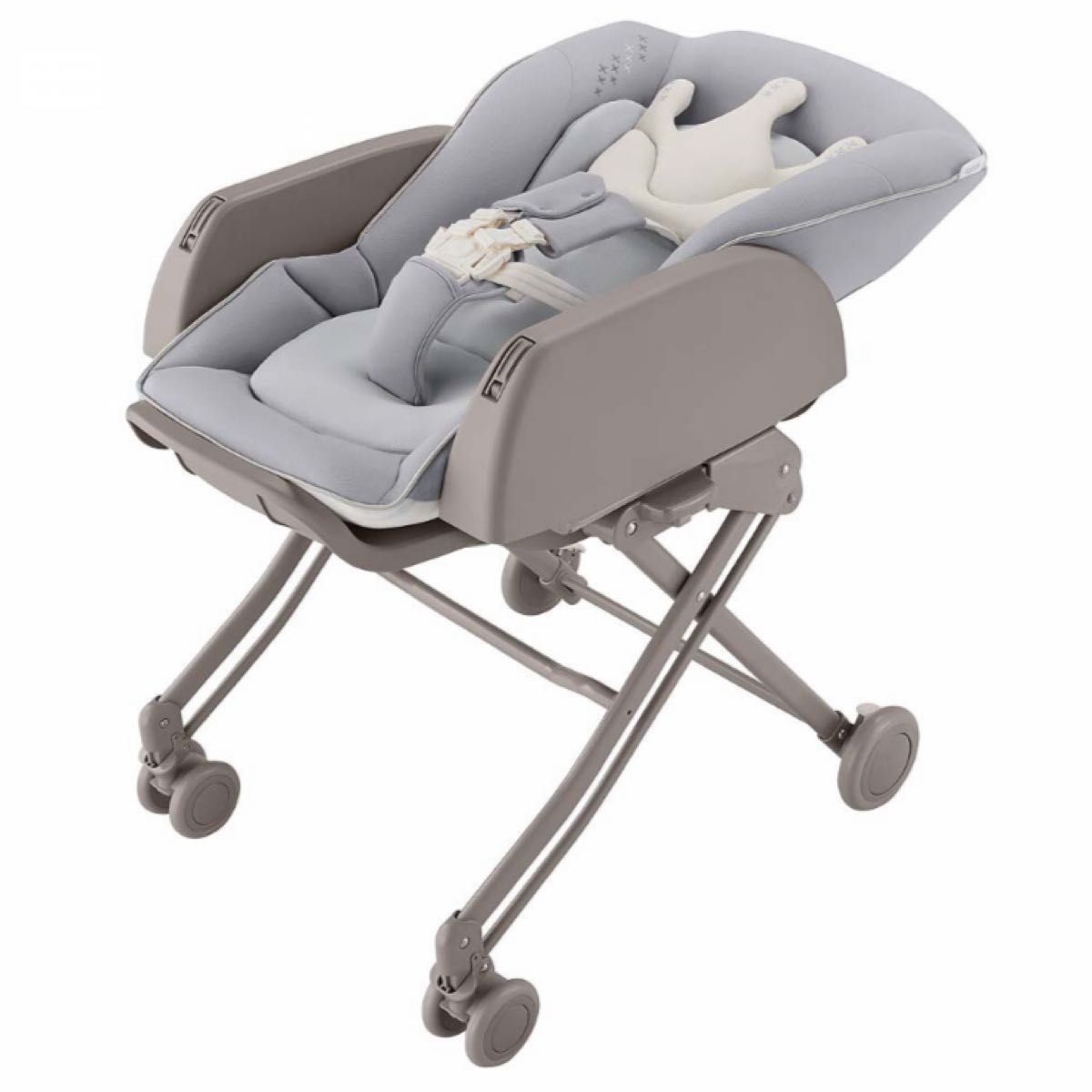 【美品】アップリカ　手動ハイローチェア アップリカ ハイローチェア ベビーベッド 手動 スター柄 出産準備