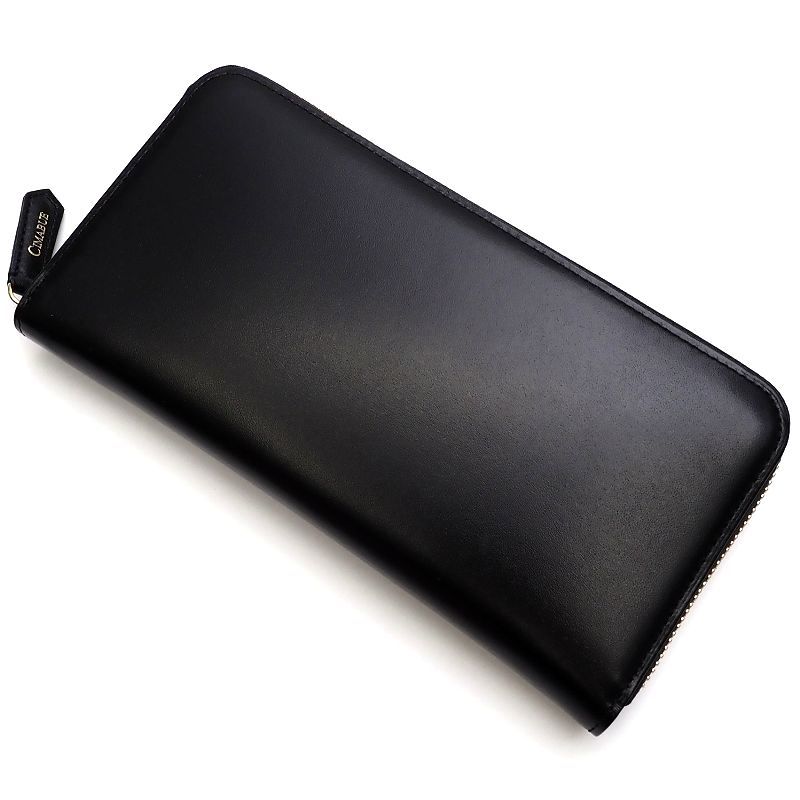 D04180 新品 CIMABUE/クリスペルカーフ ラウンドファスナー レザーウォレット 長財布 ブラック チマブエ