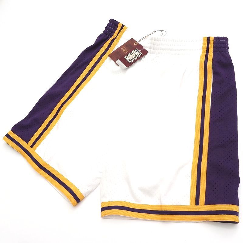 D04418 新品 Mitchell&Ness/ロサンゼルス レイカーズ ハーフパンツ【サイズ：M】ホワイト×パープル NBA SWINGMAN ミッチェルアンドネス_画像1