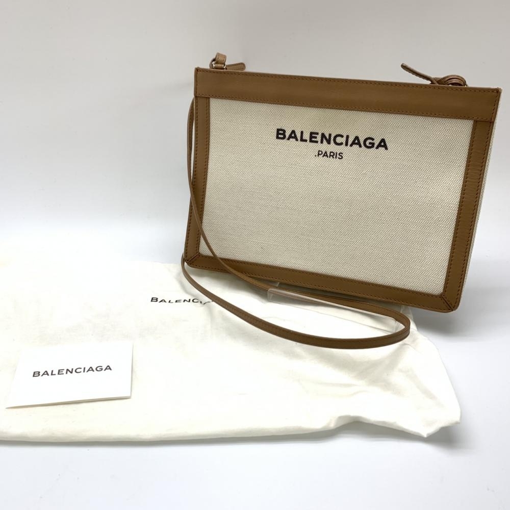 BALENCIAGA バレンシアガ 339937 クロスボディバッグ ショルダー キャンバスレザー 白系 ナチュラル ブラウン 斜めがけ ポーチ 管理RT23078_画像9