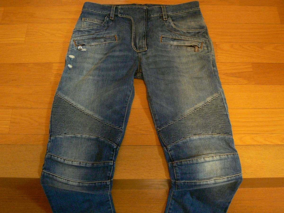 BALMAIN バルマン バイカー ブルーデニム 27表記 | inmano.com.