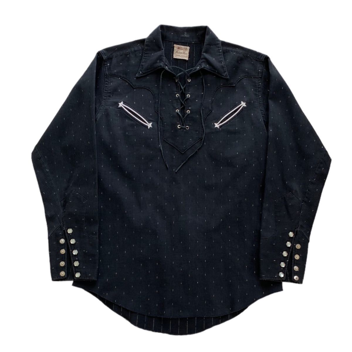 希少 黒ピケ 50's MILLER ヴィンテージ レースアップ ウエスタン 希少 黒ピケ 50's MILLER ヴィンテージ レースアップ ウエスタン
