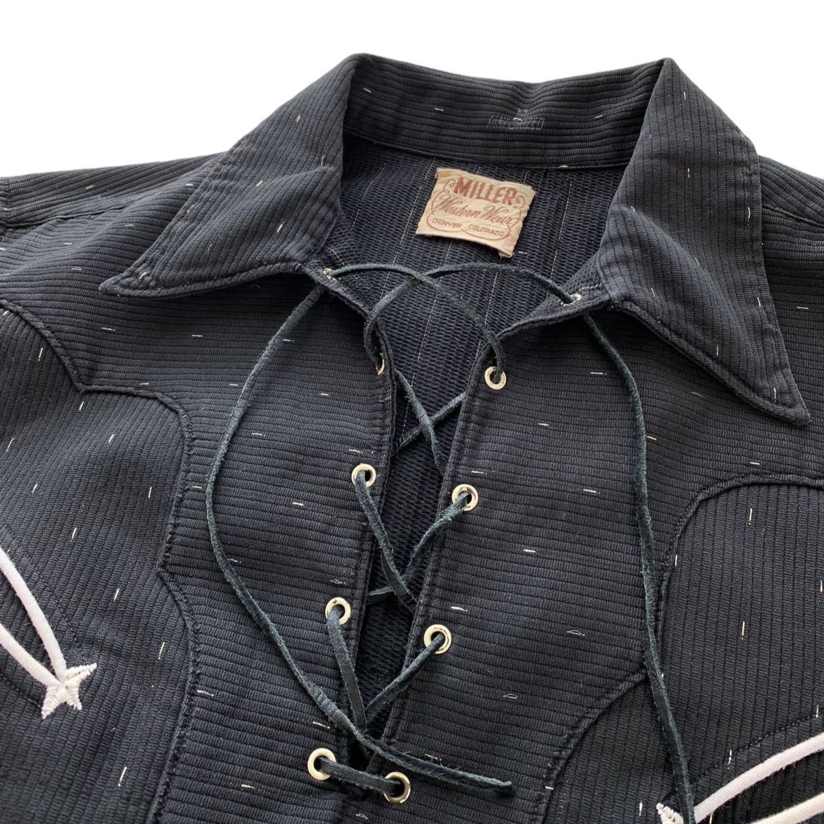 希少 黒ピケ 50's MILLER ヴィンテージ レースアップ ウエスタン 希少 黒ピケ 50's MILLER ヴィンテージ レースアップ ウエスタン