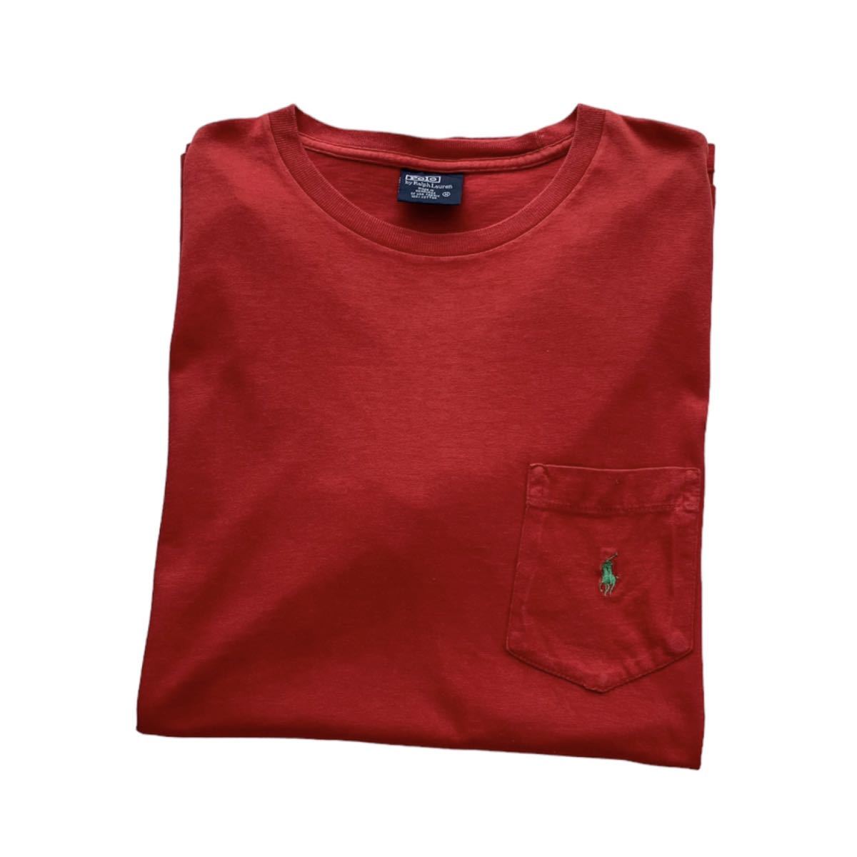 90's Polo Ralph Lauren ワンポイント ポニー 刺繍 ポケットTシャツ M