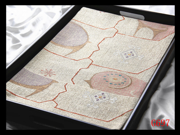 早割クーポン! 【G697】厳選西陣 壁画古典紋 ベージュ色地 気品豊かに