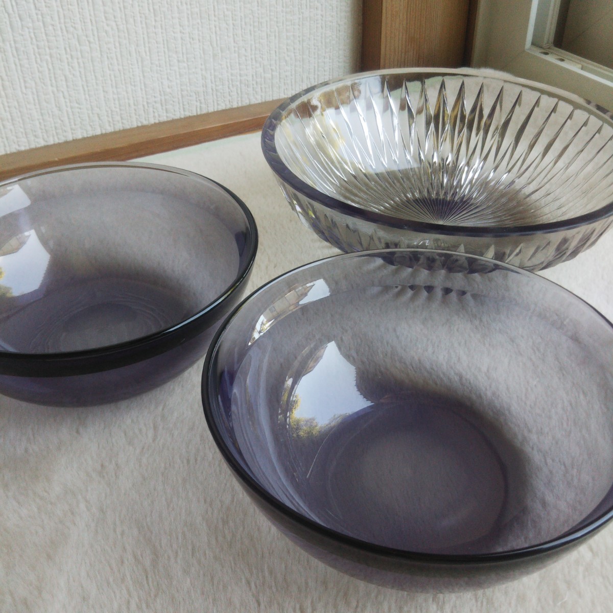 昭和レトロ 色ガラス ボウル皿 サラダボウル ガラス皿 まとめ売りの画像1