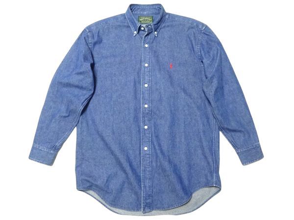 *90\'s Vintage! Polo Country Ralph Lauren * длинный рукав BD Denim рубашка M/POLO COUNTRY RALPH LAUREN Hamilton производства рубашка с длинным рукавом RRL