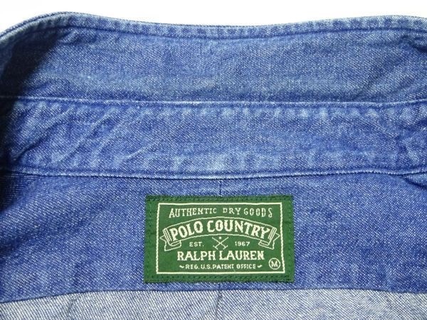 *90\'s Vintage! Polo Country Ralph Lauren * длинный рукав BD Denim рубашка M/POLO COUNTRY RALPH LAUREN Hamilton производства рубашка с длинным рукавом RRL