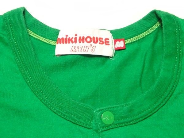 ★当時物!!レア♪ミキハウスメンズ★ヘンリーネックビッグロゴプリントTシャツM/緑グリーンMIKI HOUSE MEN'S半袖シャツの画像4
