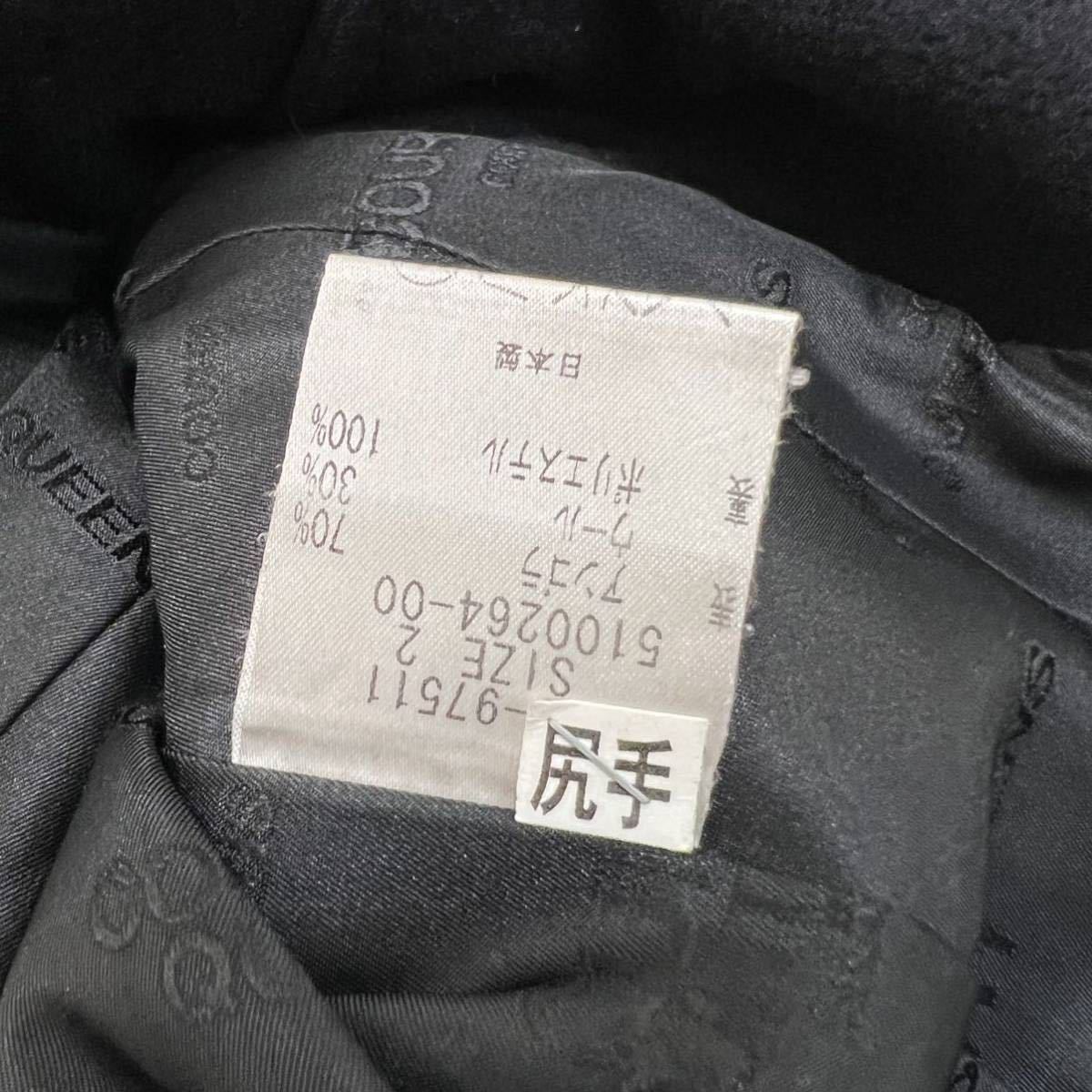 美品 QUEENS COURT 日本製 ジャケット ショート丈コート アンゴラ70% 毛30% 2 クイーンズコート 黒 ブラック 上質素材 レディース_画像8