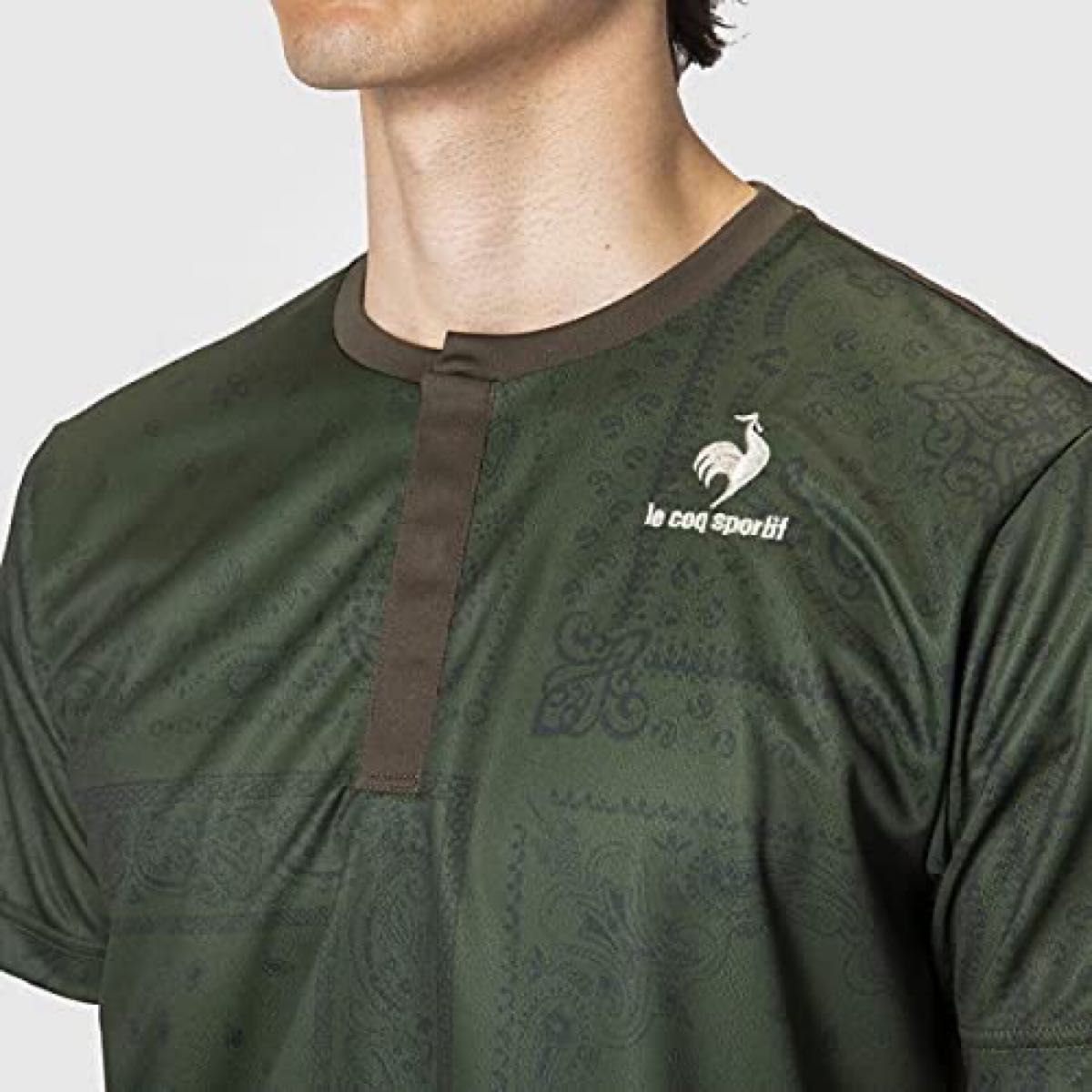 le coq sportif ルコックスポルティフ テニスウェア 半袖Ｔシャツ カーキ(緑) QTMSJA10 メンズL 新品