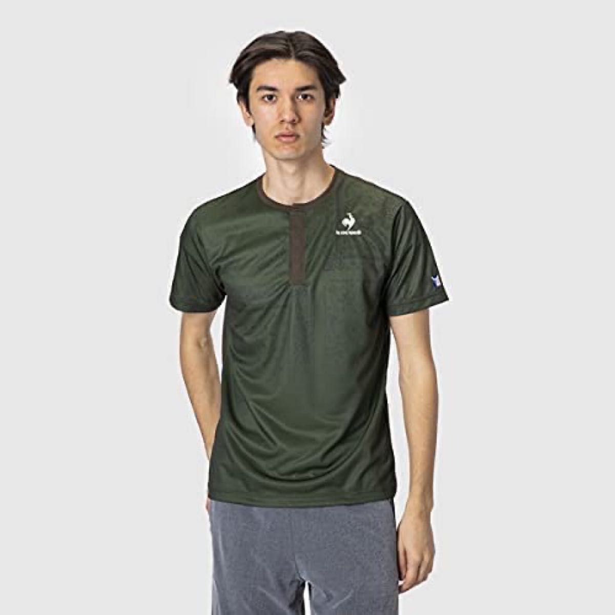 le coq sportif ルコックスポルティフ テニスウェア 半袖Ｔシャツ カーキ(緑) QTMSJA10 メンズL 新品