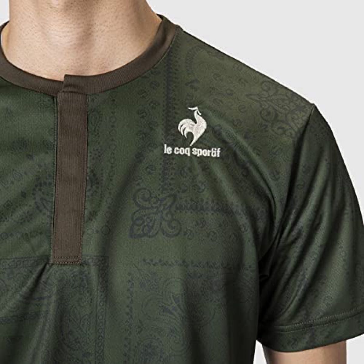 le coq sportif ルコックスポルティフ テニスウェア 半袖Ｔシャツ カーキ(緑) QTMSJA10 メンズL 新品