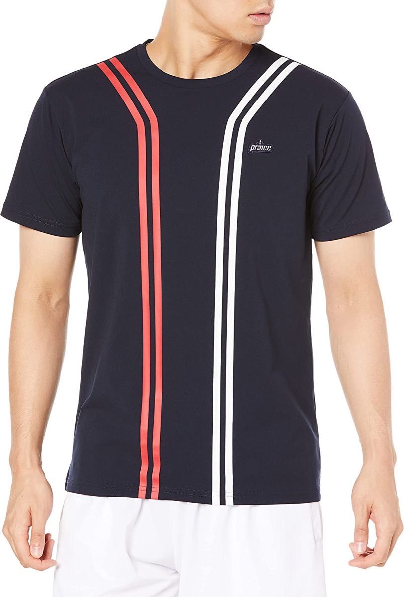 Prince プリンス テニスウェア 半袖Tシャツ テニスシャツ ゲームシャツ MF2024 ネイビー(紺) ユニセックスL 新品