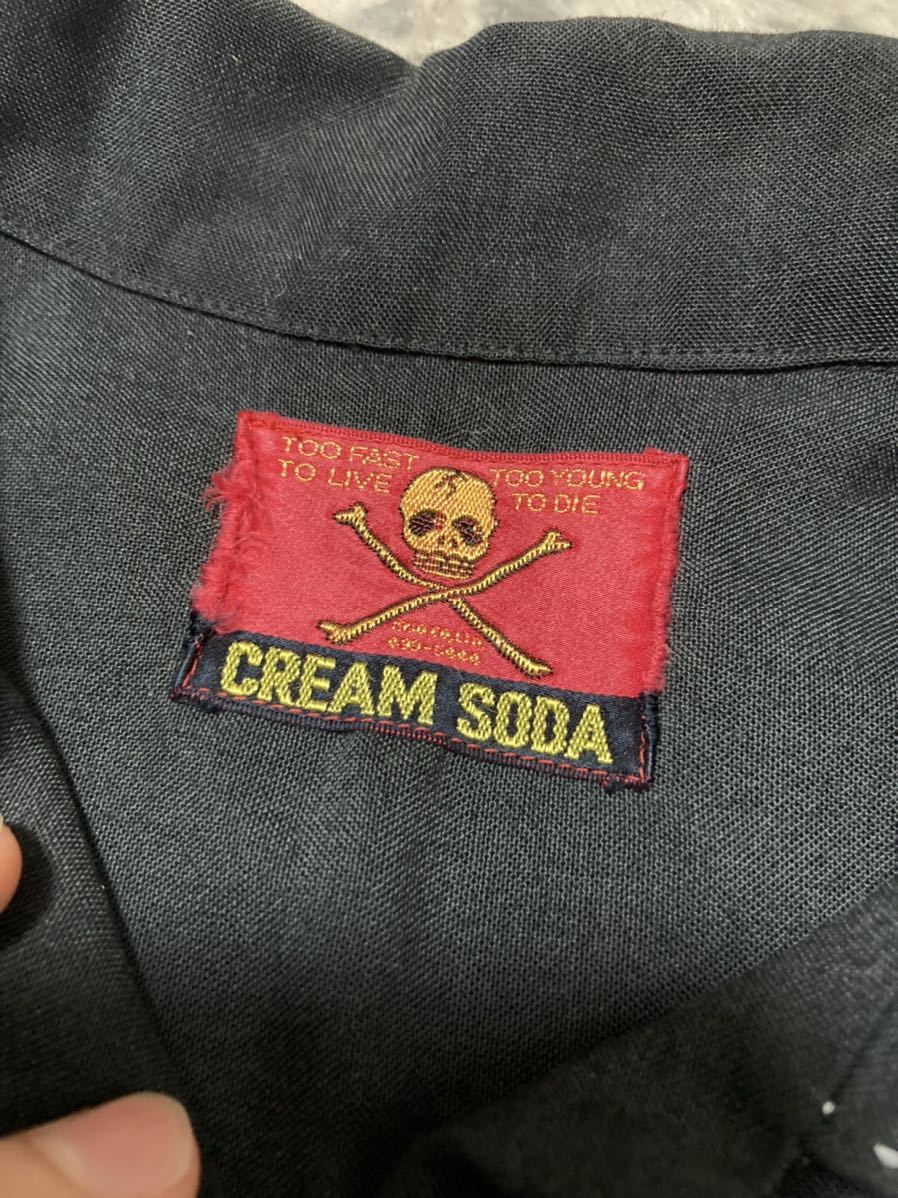 cream soda クリームソーダ　金タグ　ステッチ　開襟シャツ_画像4