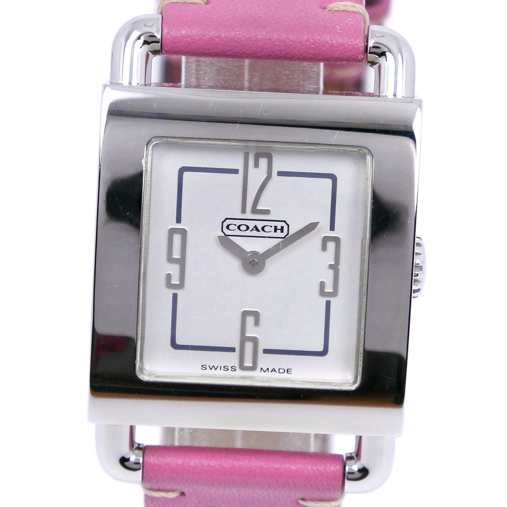 は自分にプチご褒美を ピンク SS×レザー 腕時計 0221 コーチ COACH