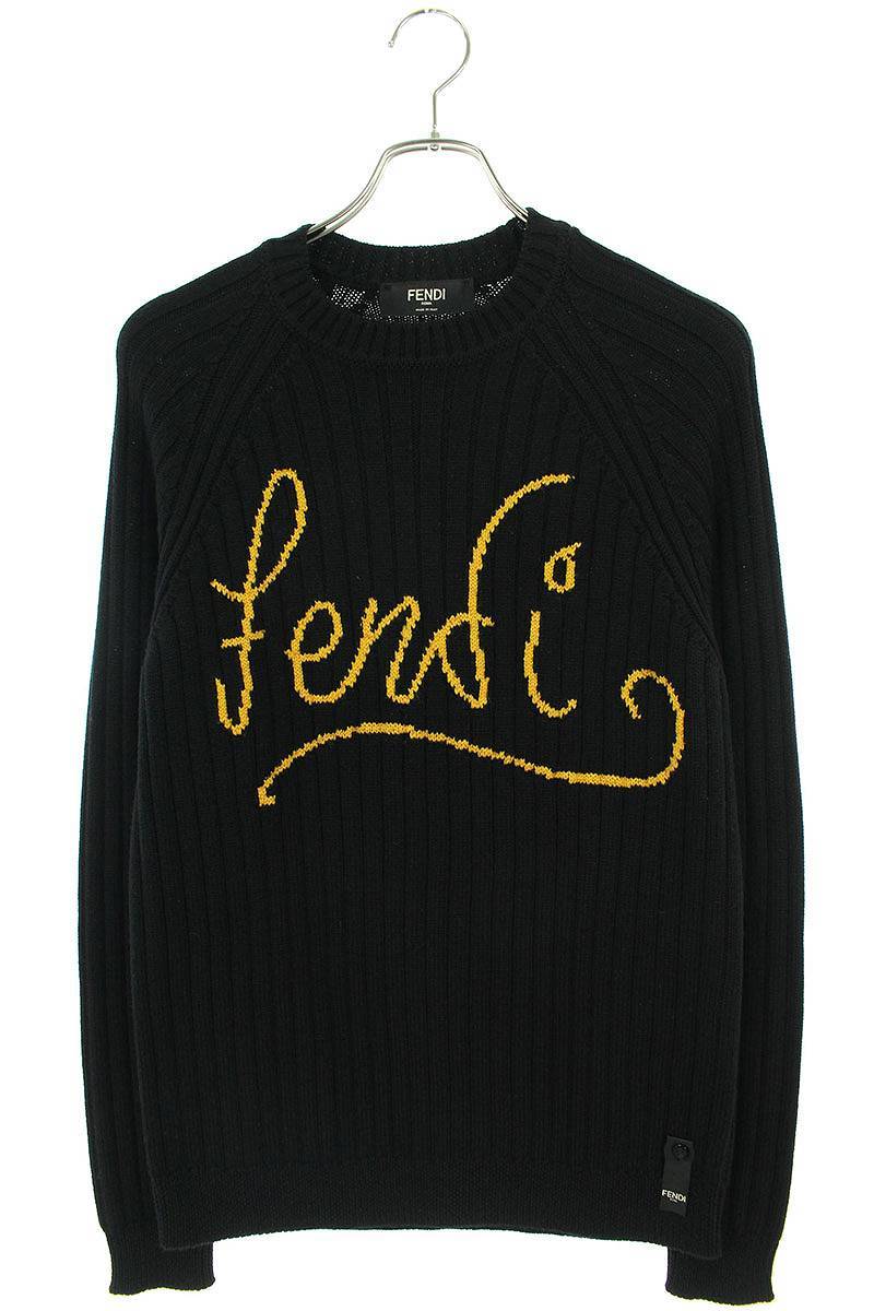 スペシャルオファ フェンディ FENDI FZY451 AH33 サイズ:46 ロゴ刺繍クルーネックニット 中古 BS55 セーター スペシャルオファ フェンディ FENDI FZY451 AH33 サイズ:46 ロゴ刺繍クルーネックニット 中古 BS55 セーター