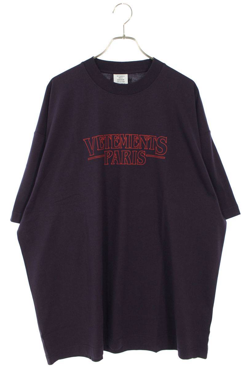 ヴェトモン VETEMENTS 23AW UE54TR330U PURPLE サイズ:M PARISロゴプリントTシャツ 新古品 SB01