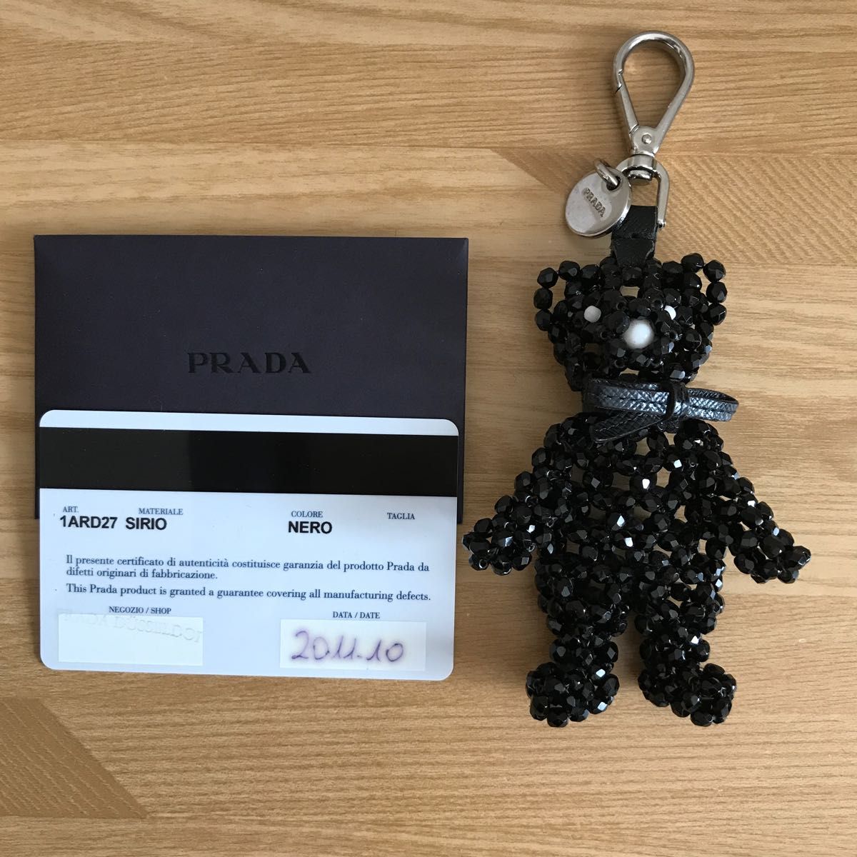 激レア　極美品　PRADA プラダ　クマ　クリスタルベアー　キーホルダー　黒　ブラック