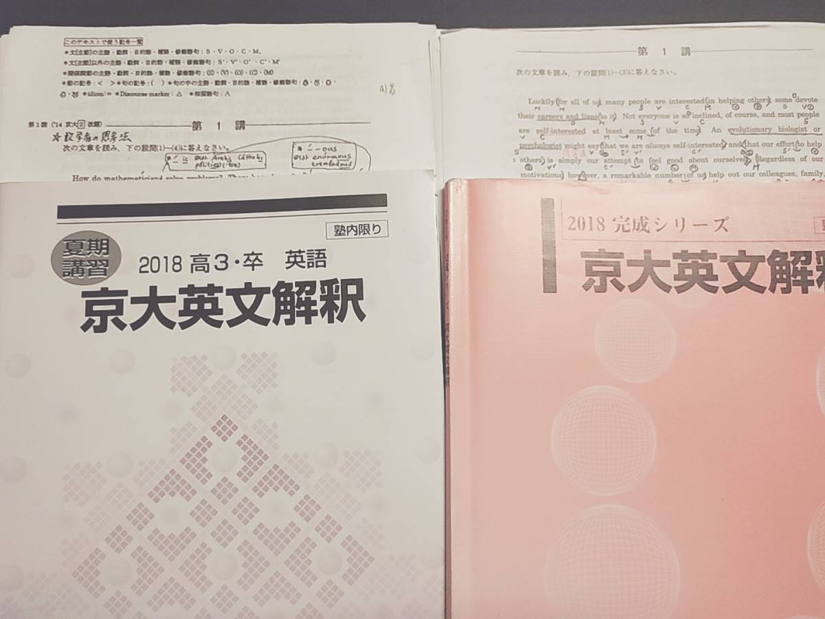 河合塾　中尾悟先生　夏期・完成　京大英文解釈　テキスト・プリント　フルセット　英文読解の透視図　駿台　鉄緑会　Z会　東進　SEG 