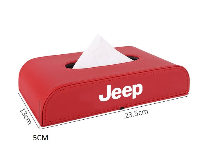 ジープ JEEP 車用ティッシュボックス PUレザー 高級ティッシュケース 磁石開閉 車内収納ケース ロゴ入り 防水 レッド_画像5