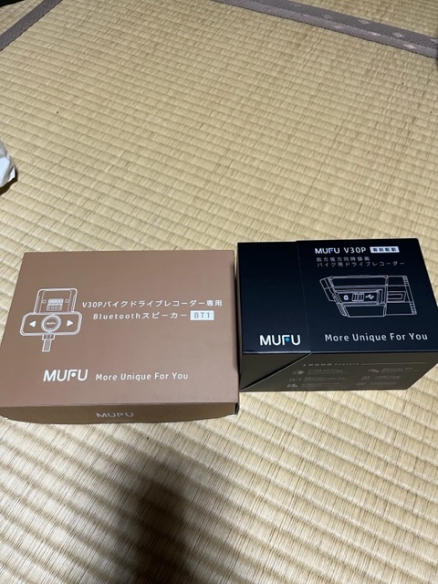ドライブレコーダー MUFU V30P Bluetoothスピーカー付き本体マウント付属 バイク 前後同時録画