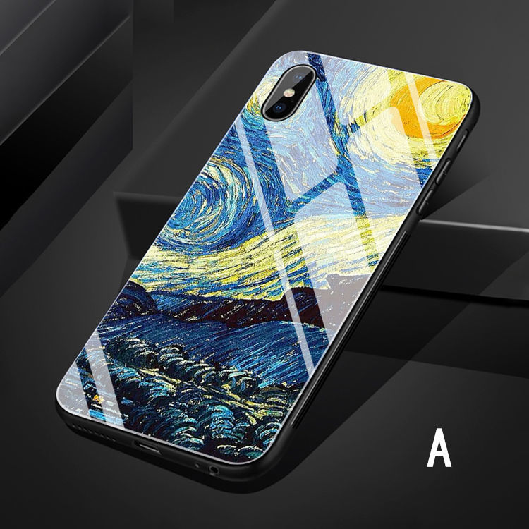 iPhone XS Max ケース スマホケース 背面カバー TPU ガラスケース 油絵風 はな_画像6