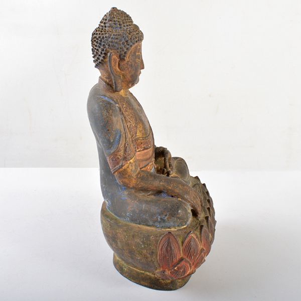 仏教美術 古銅 彩色鍍金 盧遮那仏 仏像 置物 古玩 BCYZ-
