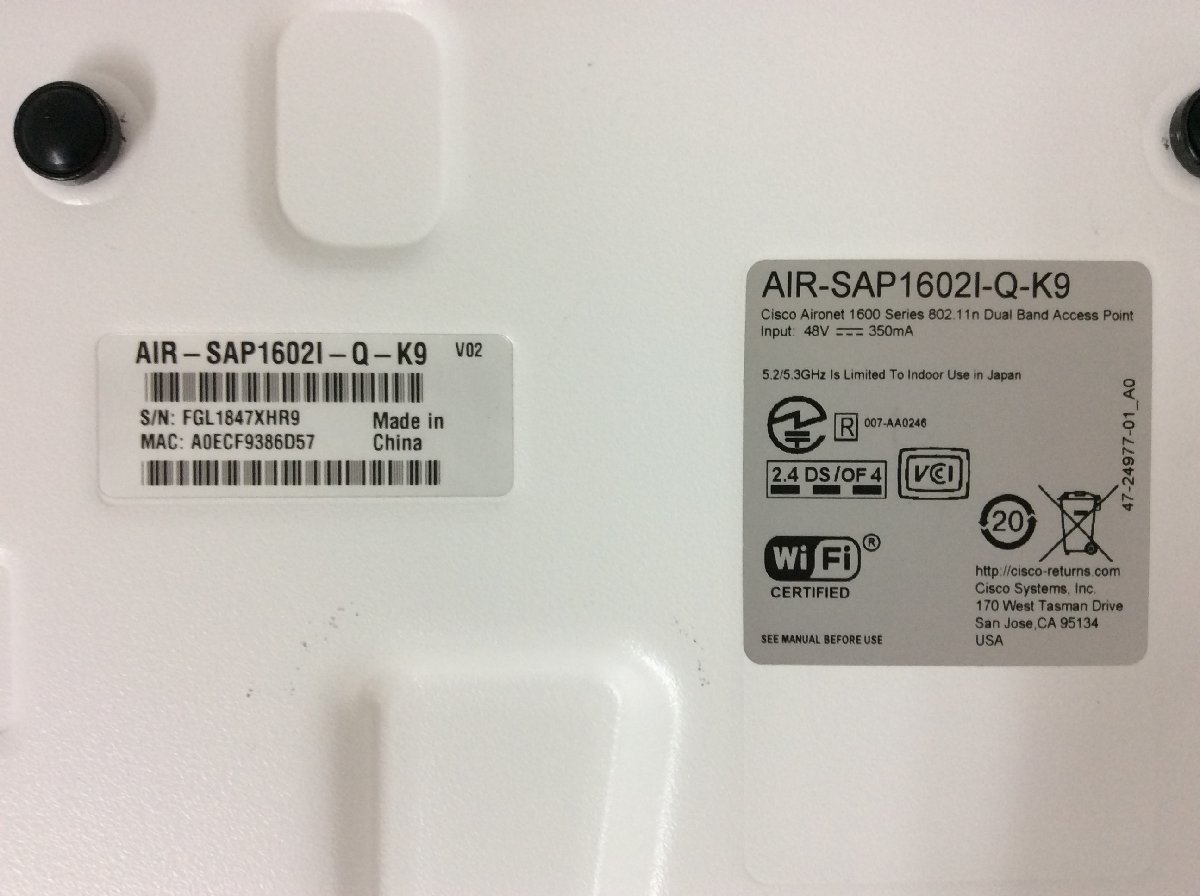 初期化済み Cisco Aironet 1600 シリーズ アクセスポイント AIR-SAP1602I-Q-K9 搭載OS Version 15.3(3)JAB_写真は使いまわしております