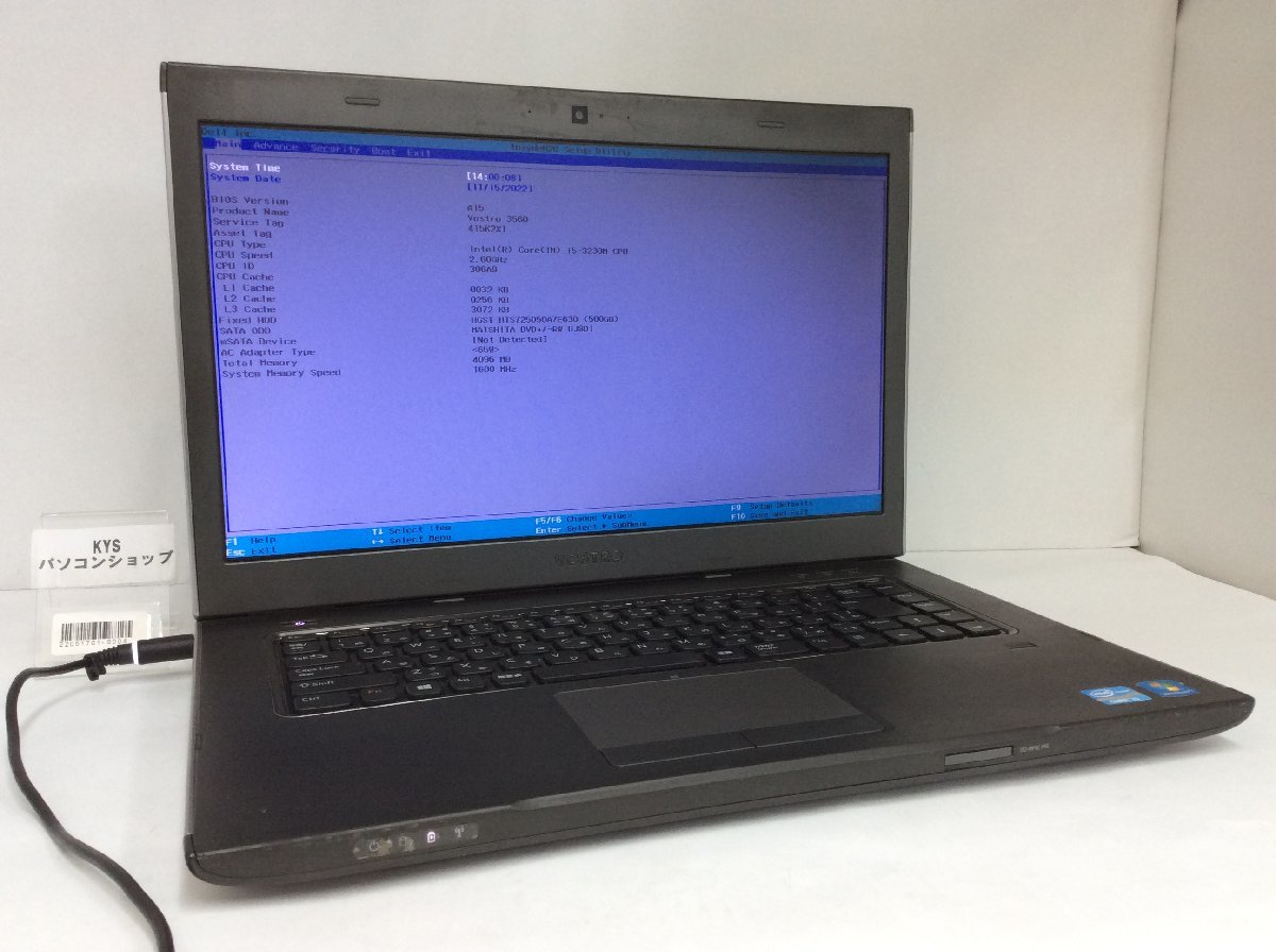 Dell Vostro 3560 Intel Core i5-3230M メモリ4.1GB HDD500.1GB OS無し【22051701-0004】_画像1