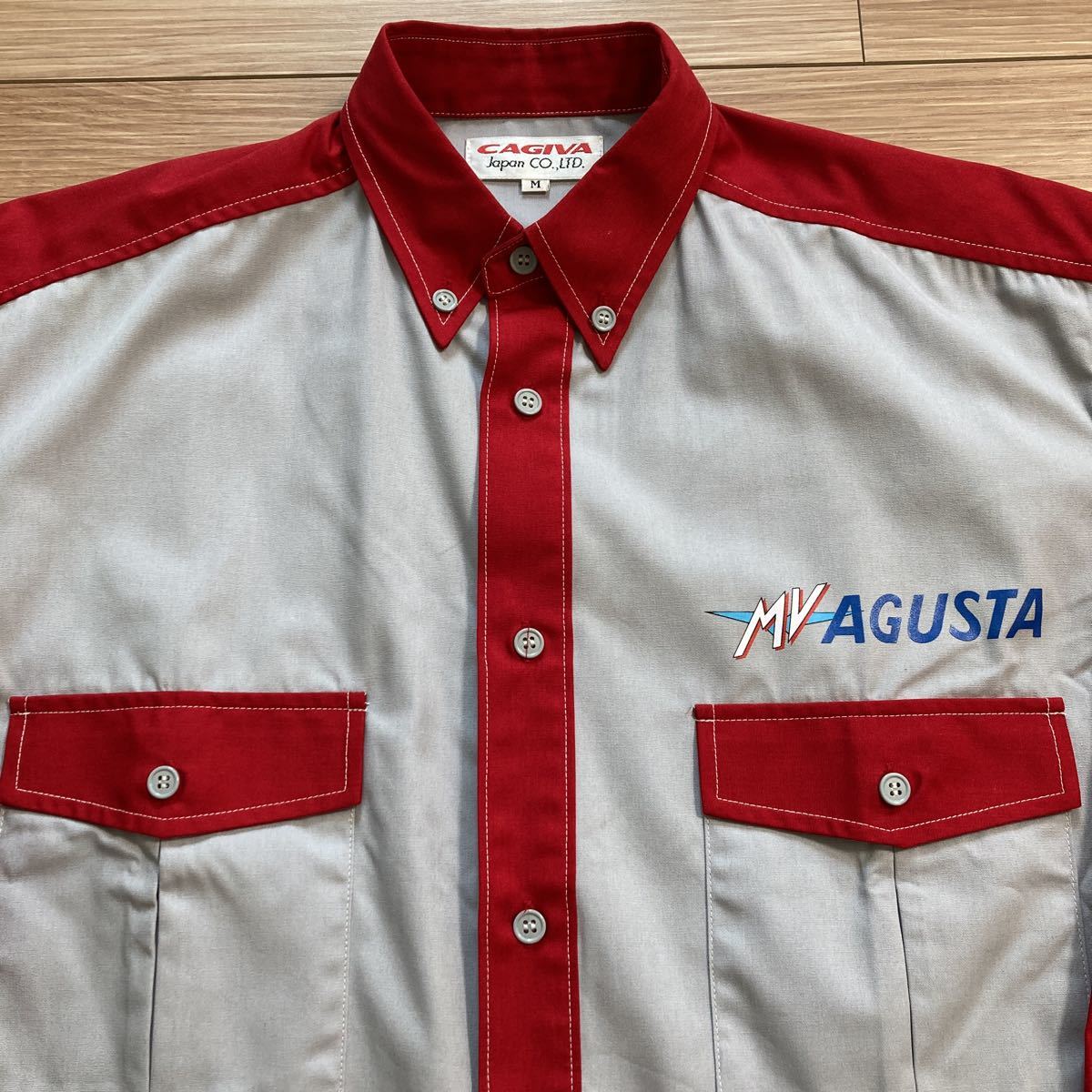 CAGIVA MV AGUSTA Shirt カジバ MVアグスタ レースシャツ ピットシャツ US Mサイズ (日本L位)バイク ユーズド_画像2