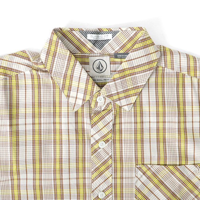 VOLCOM ボルコム チェックシャツ A0411404 XS 黄 半袖シャツ メンズ_画像3