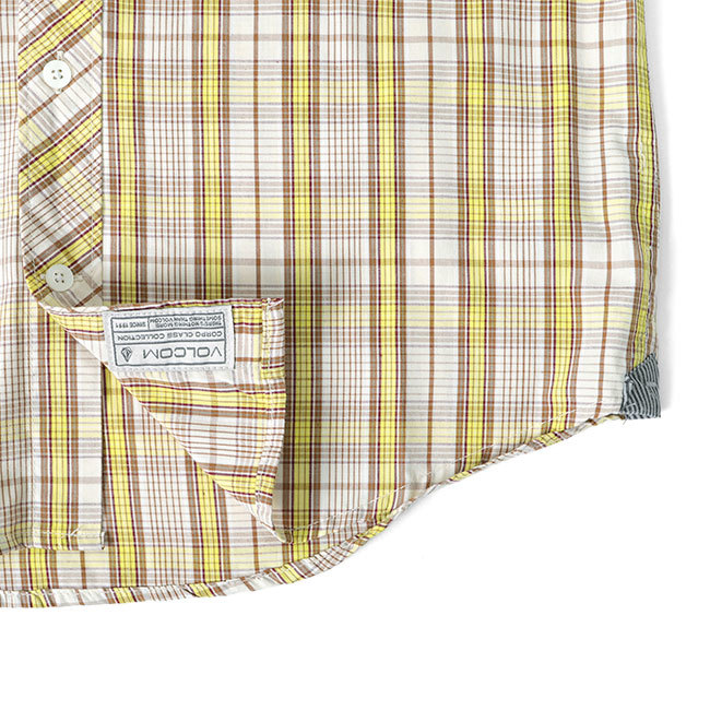 VOLCOM ボルコム チェックシャツ A0411404 XS 黄 半袖シャツ メンズ_画像5