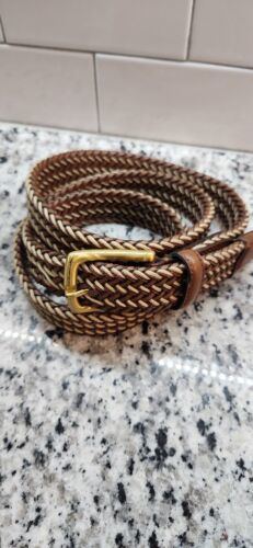 Vintage Braided Leather Belt Men's Brown 44 海外 即決 - スキル、知識