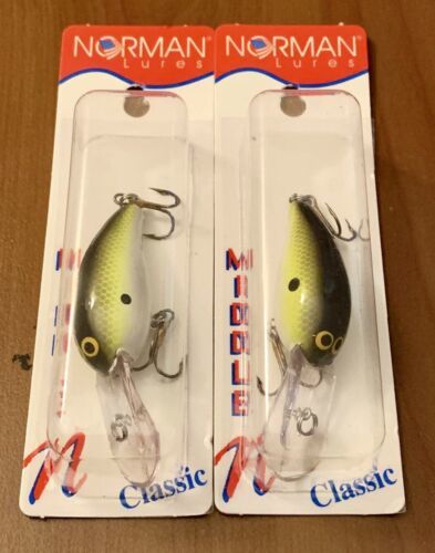 2 Bill Norman Middle N MN-40 Crankbait Lures GREEN JOE SCALE USA MADE 海外 即決  - スキル、知識