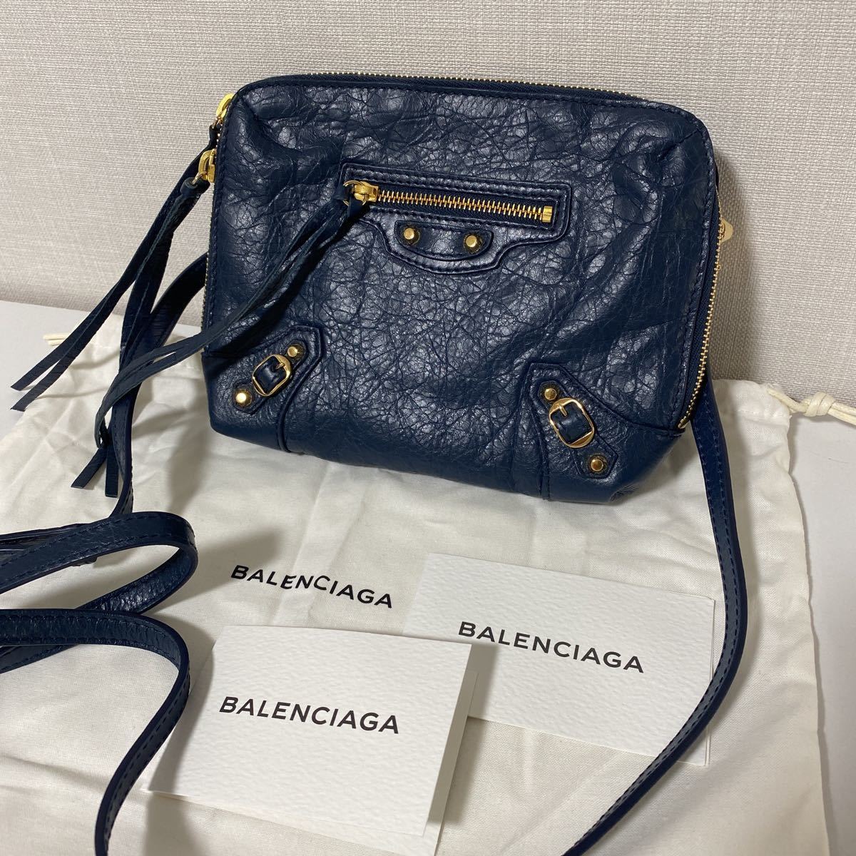 ★新品★正規品★BALENCIAGA(バレンシアガ)/レザー/ミニショルダーバッグ/ポーチ/CLASSIC REPORTER XS/ネイビー/488795 D940G 4030の画像6