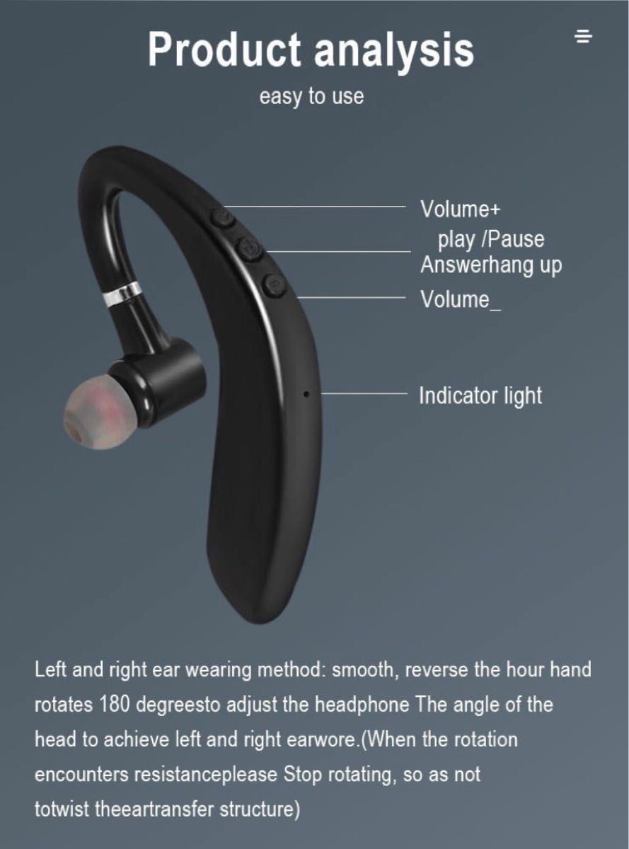 Bluetooth シングルイヤー ヘッドセット ビジネスモデル 【ブラック】|PayPayフリマ