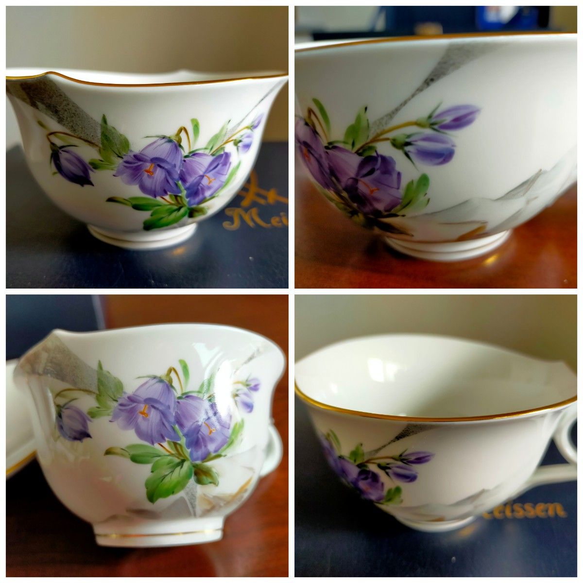 Meissen】金彩 アルペンフローラ カップ&ソーサー 2客セット-