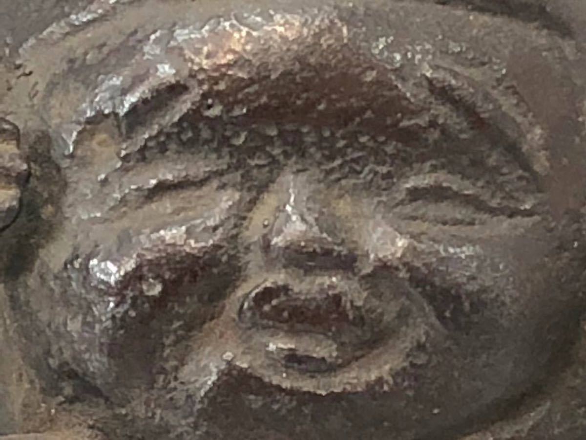 D0231C大黑天 細密細工 時代物 砂鉄製 七福神 置物 起物 古美術 重