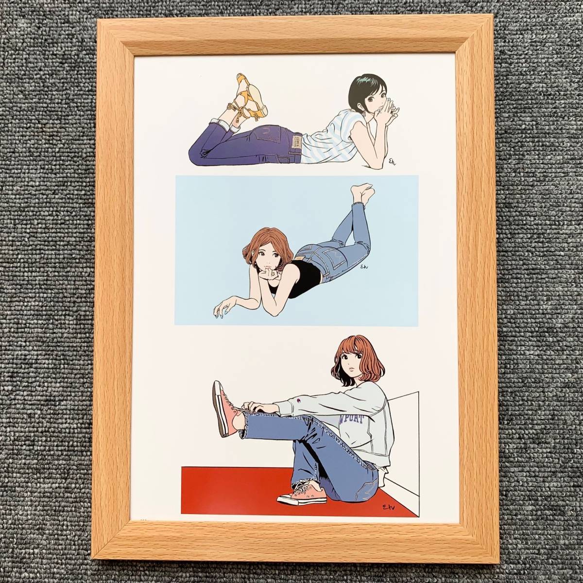 江口寿史『ジーパン女子 EDWIN』B5サイズ 額入り 貴重イラスト 江口寿史『ジーパン女子 EDWIN』B5サイズ 額入り 貴重イラスト