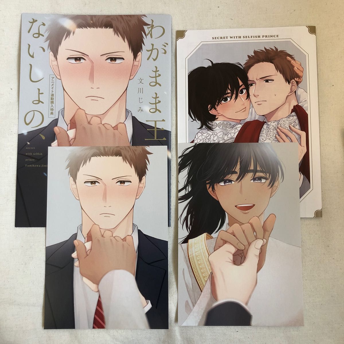 文川じみ わがまま王子とないしょの、 上下巻セット アニメイト とらのあな コミコミ 特典付き