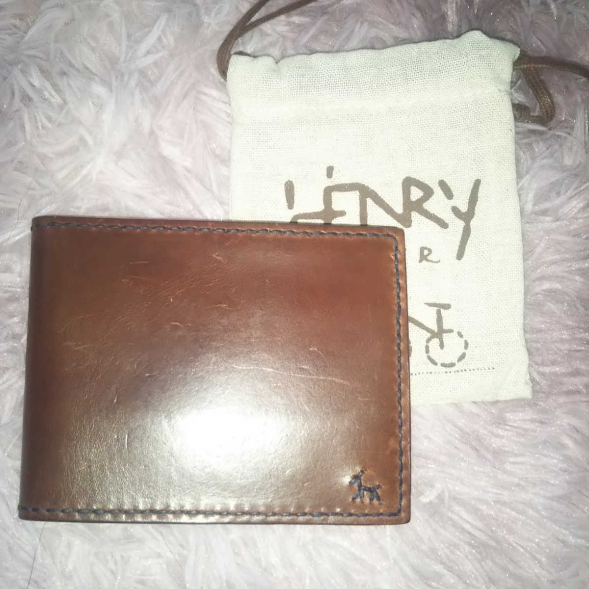 アンリークイール Henry Cuir 2つ折り財布 茶色 新品