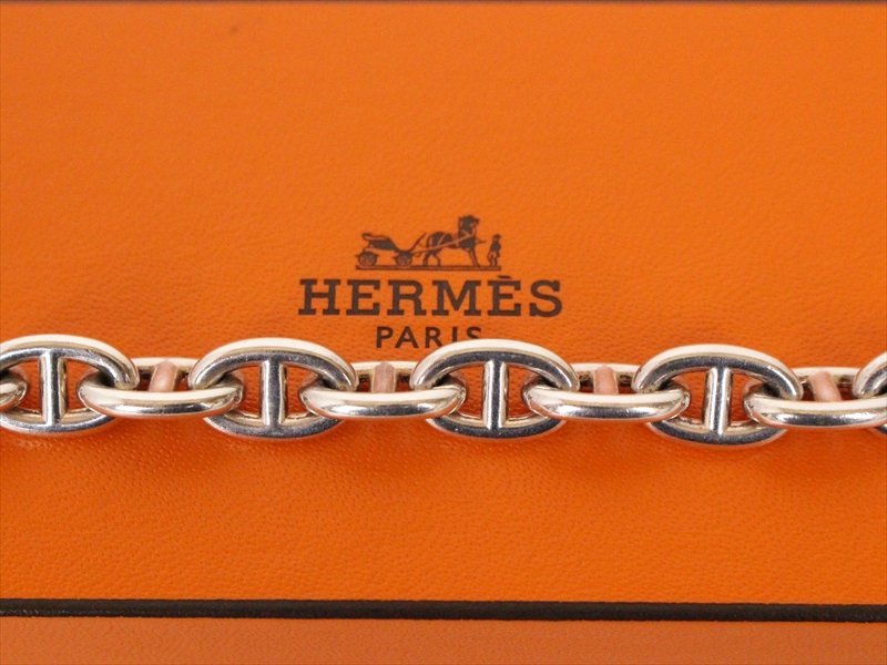 HERMES【エルメス】シェーヌダンクル ブレスレット☆PM☆18コマ☆シルバー925☆ロゴ☆レディース☆箱付_画像7